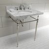 Fauceture KVPB3022M86 30" Console Sink with Brass Legs (8-Inch, 3 Hole), Marble White/Polished Nickel KVPB3022M86